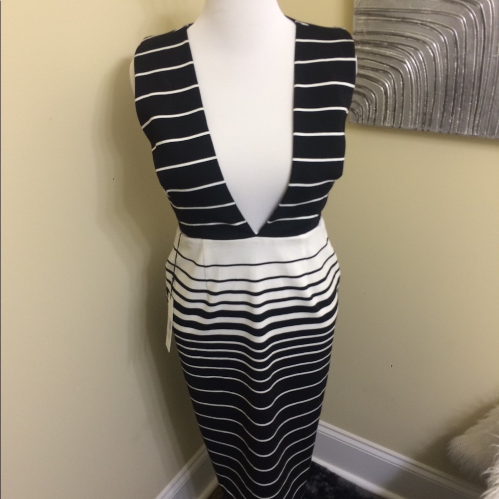 Nwt Nicholas Corsica Deep V Stripe Dress- Size 12 - image 2